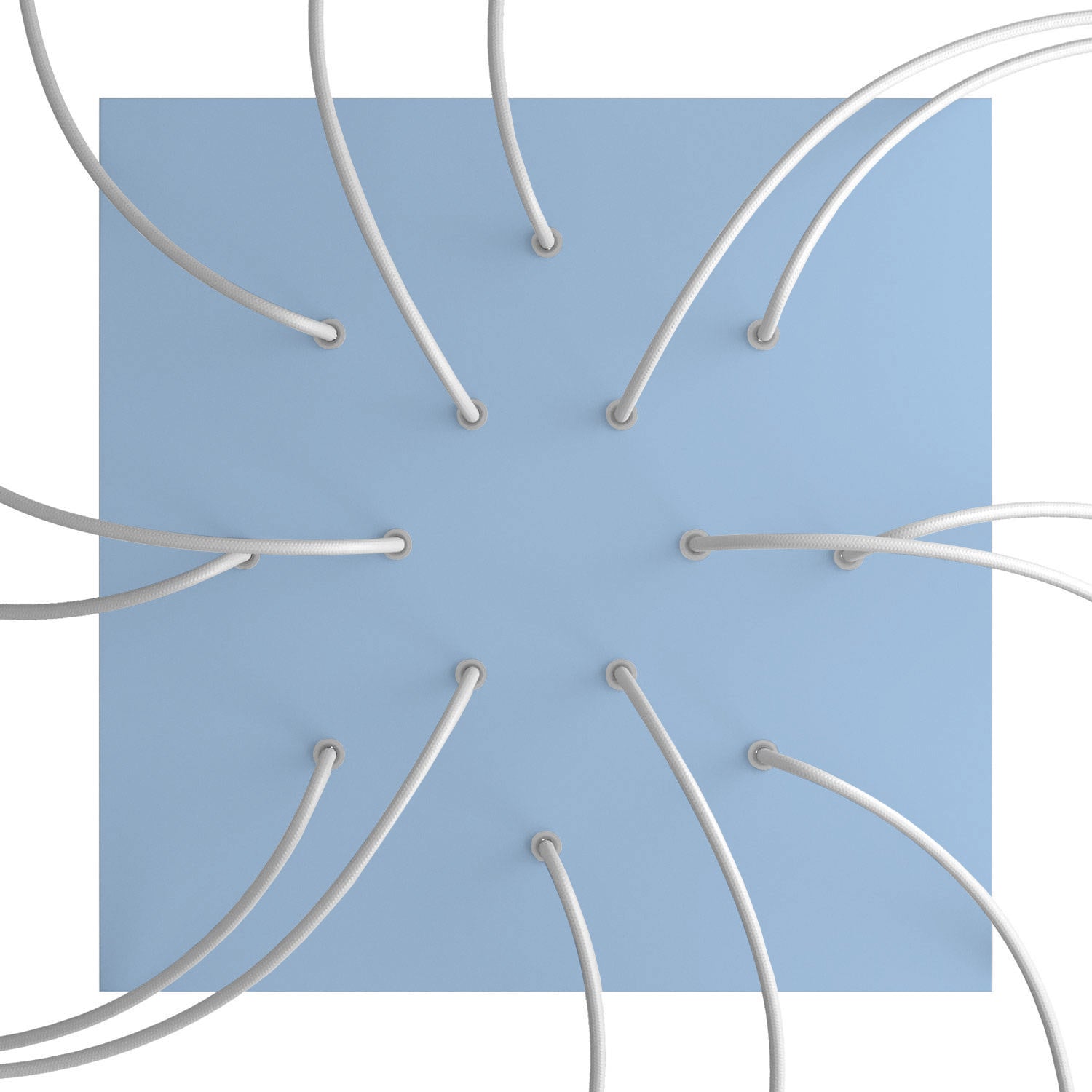 Rosone XXL Rose-One quadrato, 400 mm con 14 fori e 4 fori laterali - Blu carta da zucchero Bianco