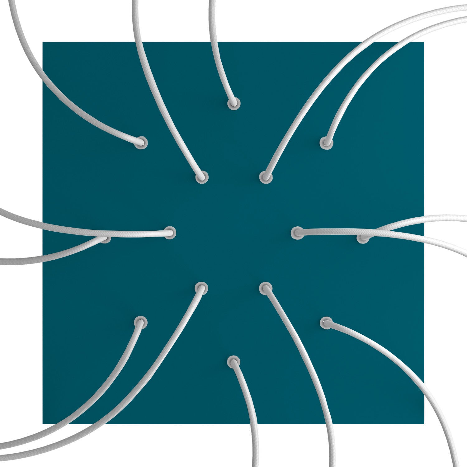 Rosone XXL Rose-One quadrato, 400 mm con 14 fori e 4 fori laterali - Petrolio Bianco