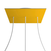 Rosone XXL Rose-One quadrato, 400 mm con 3 fori in linea e 4 fori laterali - Mostarda Bianco