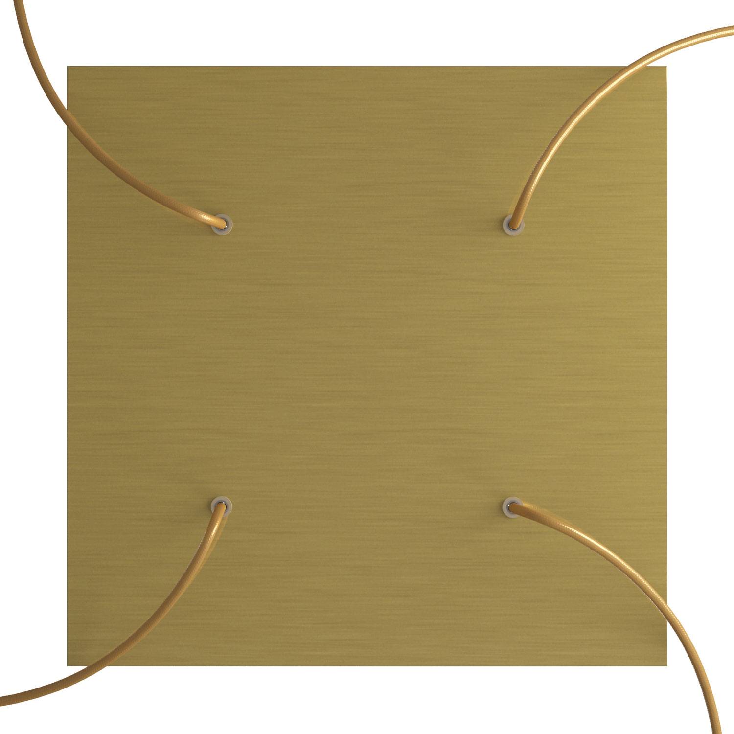 Rosone XXL Rose-One quadrato, 400 mm con 4 fori e 4 fori laterali - Dibond Ottone satinato Bianco