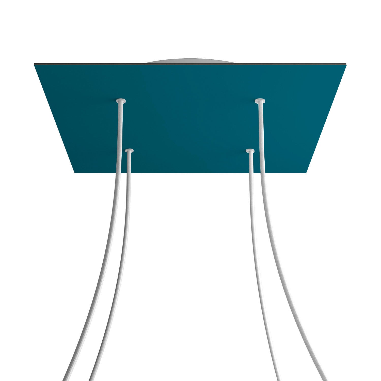 Rosone XXL Rose-One quadrato, 400 mm con 4 fori e 4 fori laterali - Petrolio Bianco