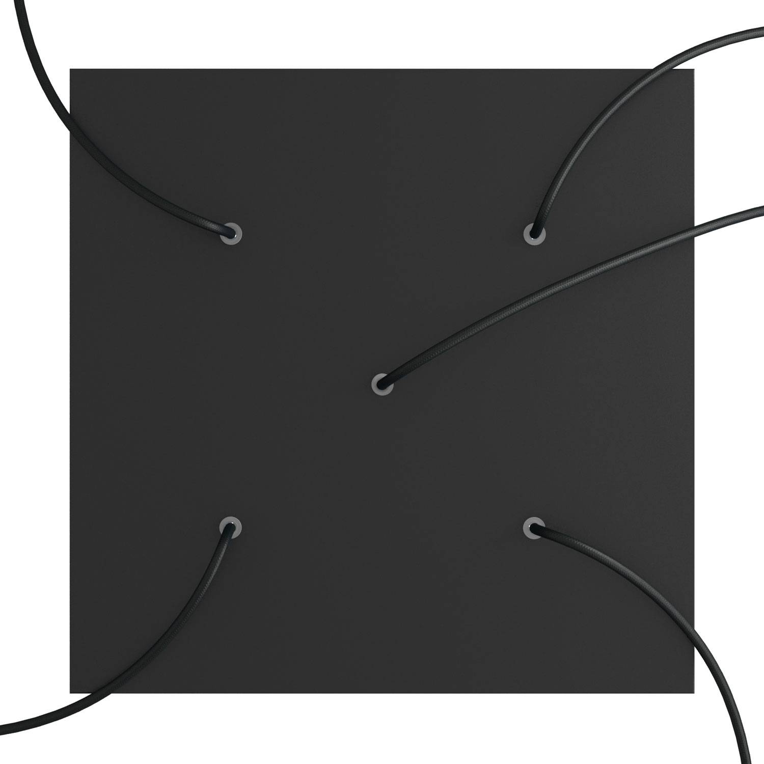 Rosone XXL Rose-One quadrato, 400 mm con 5 fori e 4 fori laterali - Nero opaco Bianco