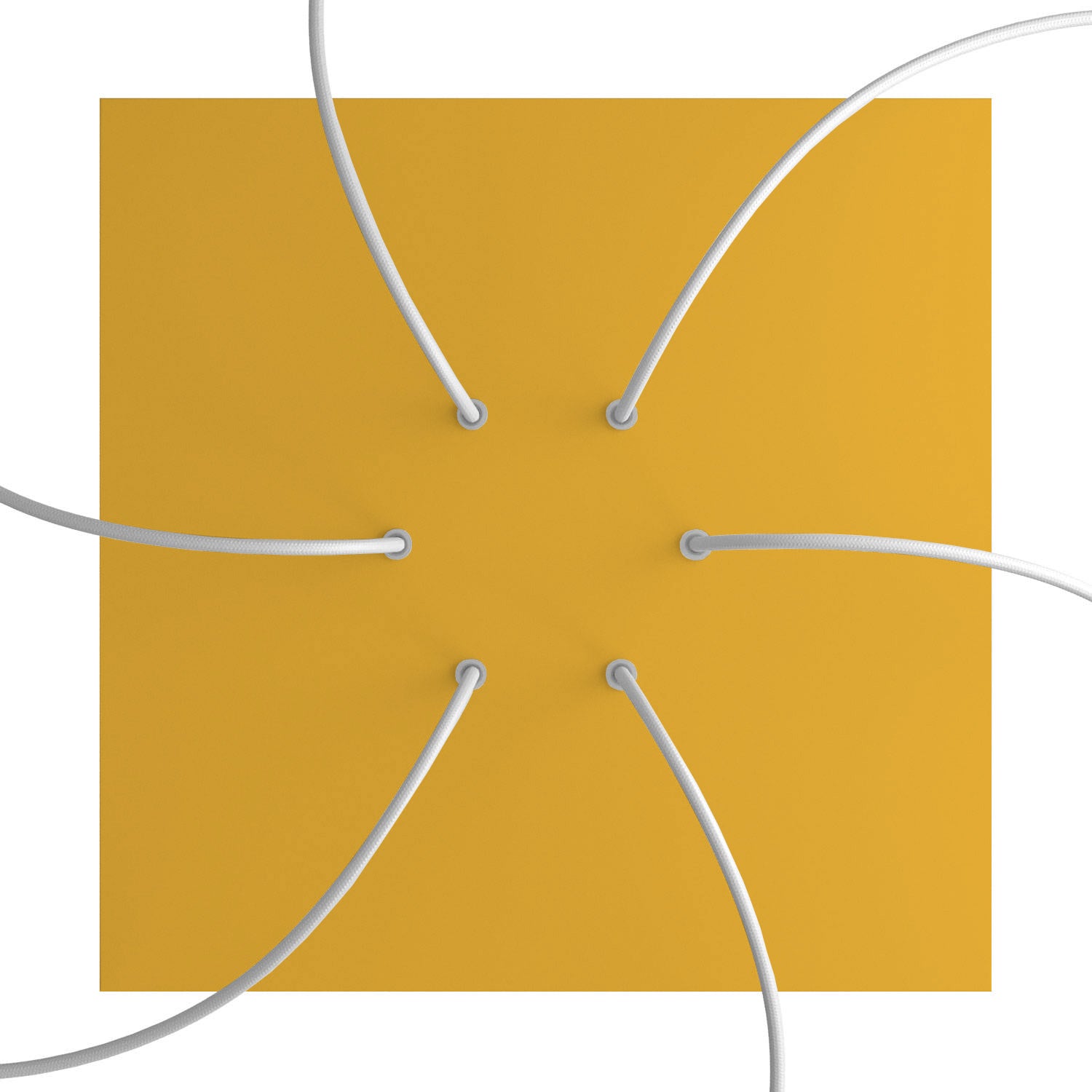 Rosone XXL Rose-One quadrato, 400 mm con 6 fori e 4 fori laterali - Mostarda Bianco