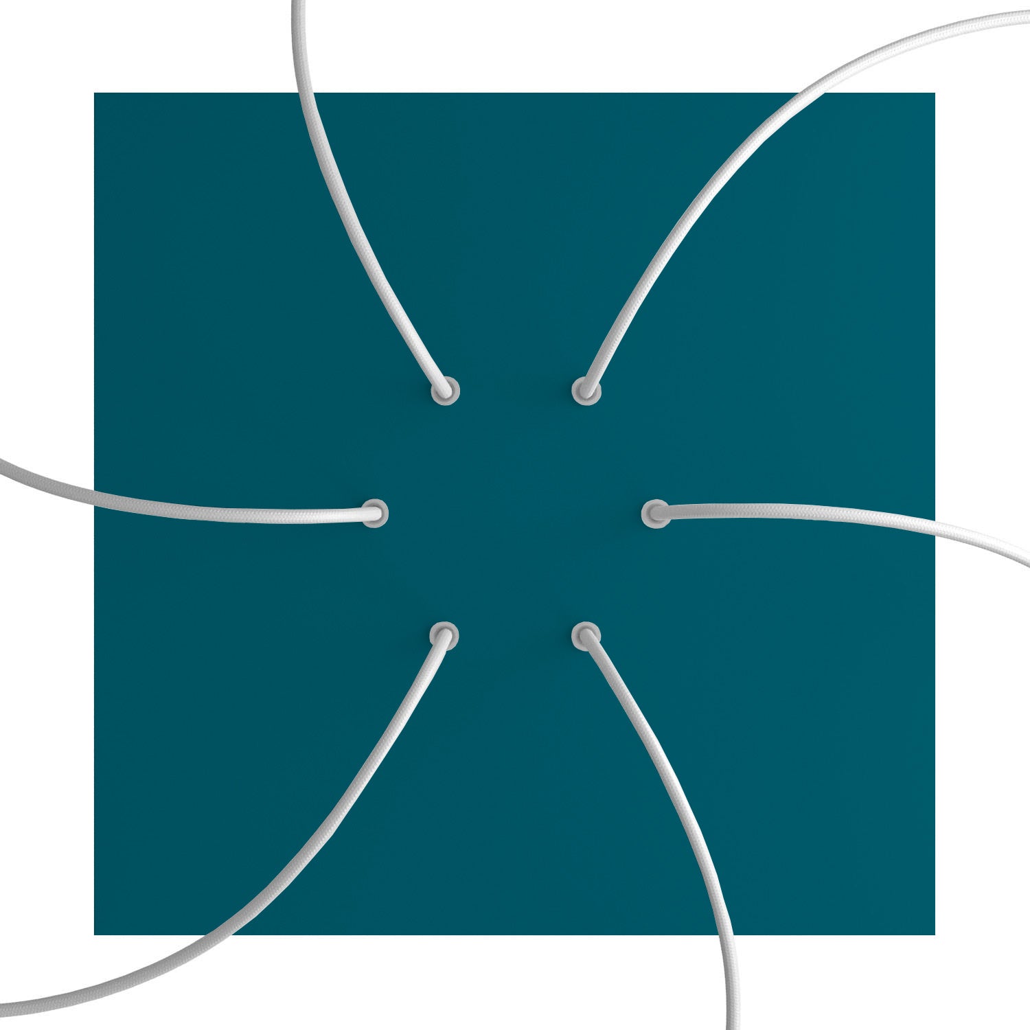 Rosone XXL Rose-One quadrato, 400 mm con 6 fori e 4 fori laterali - Petrolio Bianco