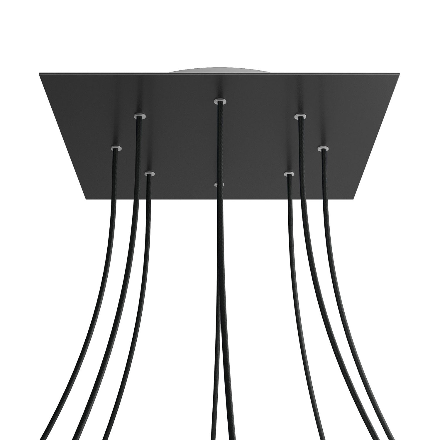 Rosone XXL Rose-One quadrato, 400 mm con 8 fori e 4 fori laterali - Nero opaco Bianco