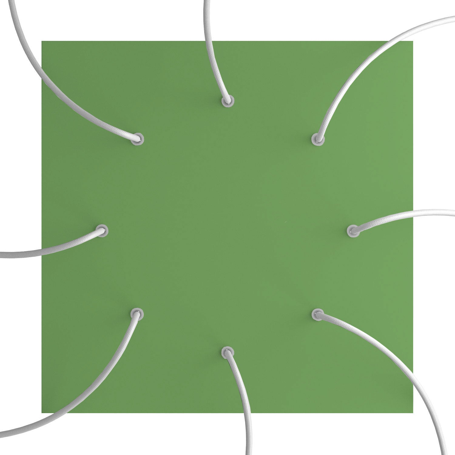 Rosone XXL Rose-One quadrato, 400 mm con 8 fori e 4 fori laterali - Verde prato Bianco