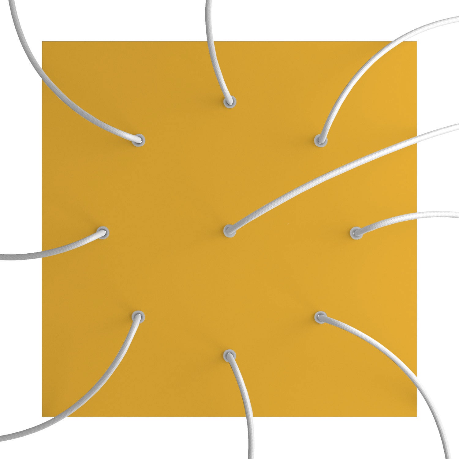 Rosone XXL Rose-One quadrato, 400 mm con 9 fori e 4 fori laterali - Mostarda Bianco