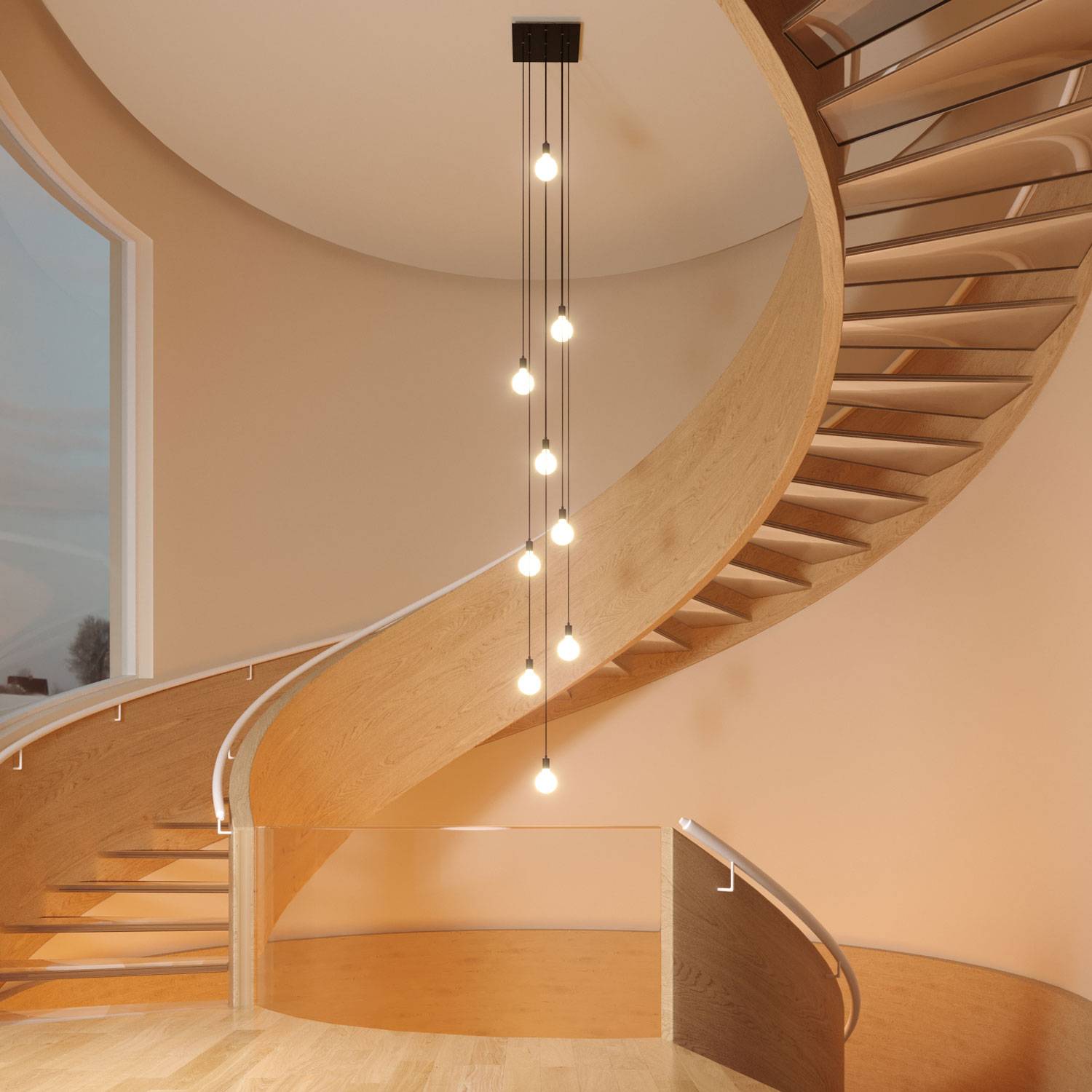 Rosone XXL Rose-One quadrato, 400 mm con 9 fori e 4 fori laterali - Nero opaco Bianco