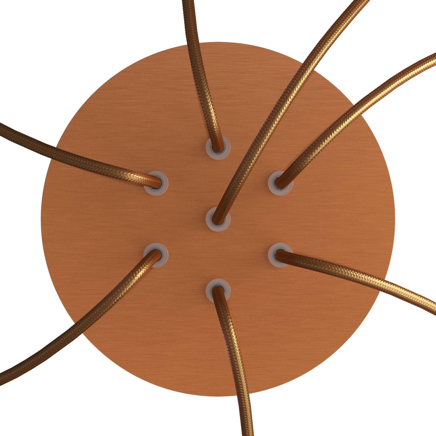 Rosone Rose-One rotondo, diametro 200 mm con 7 fori e 4 fori laterali - Dibond Rame satinato Bianco