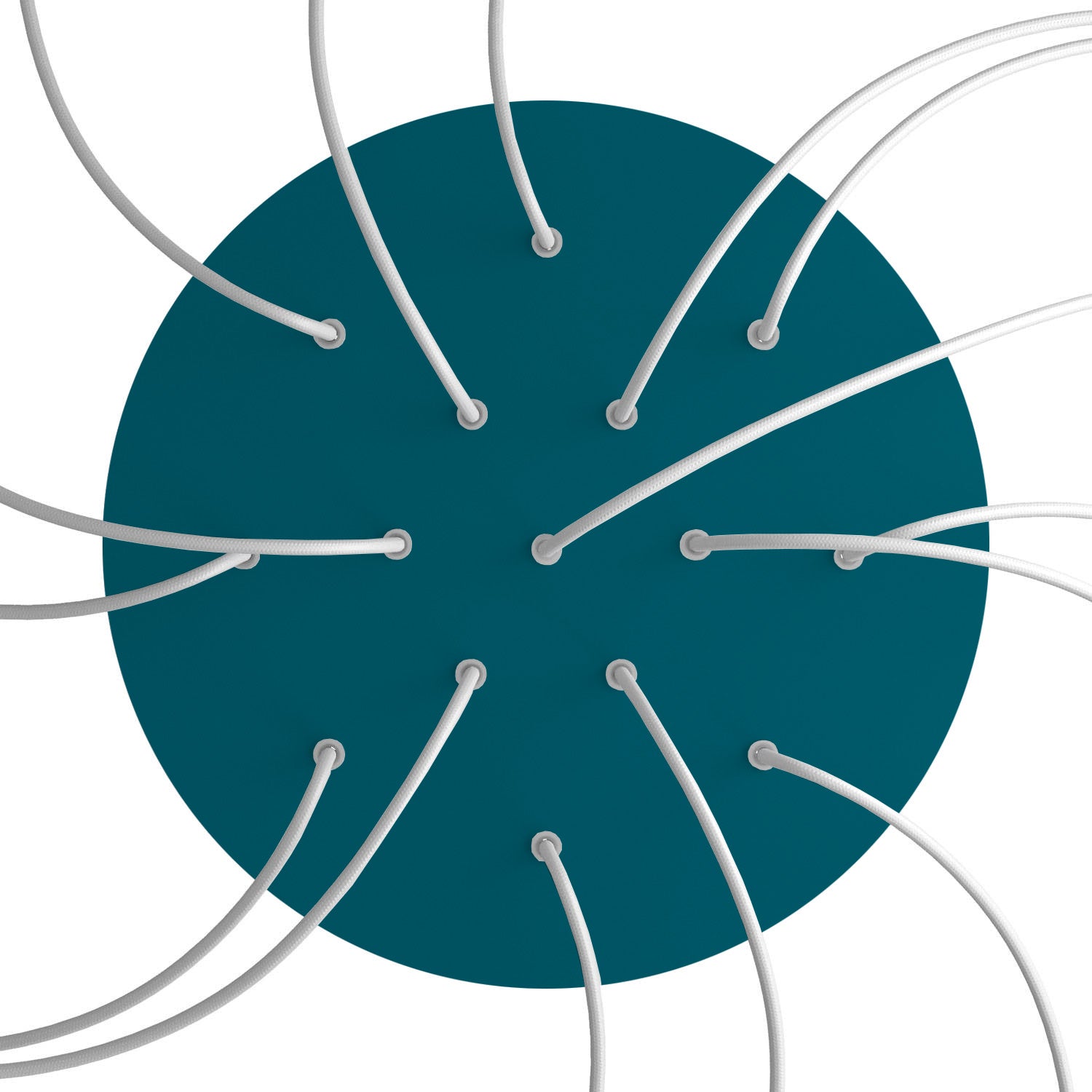 Rosone XXL Rose-One rotondo, diametro 400 mm con 15 fori e 4 fori laterali - Petrolio Bianco