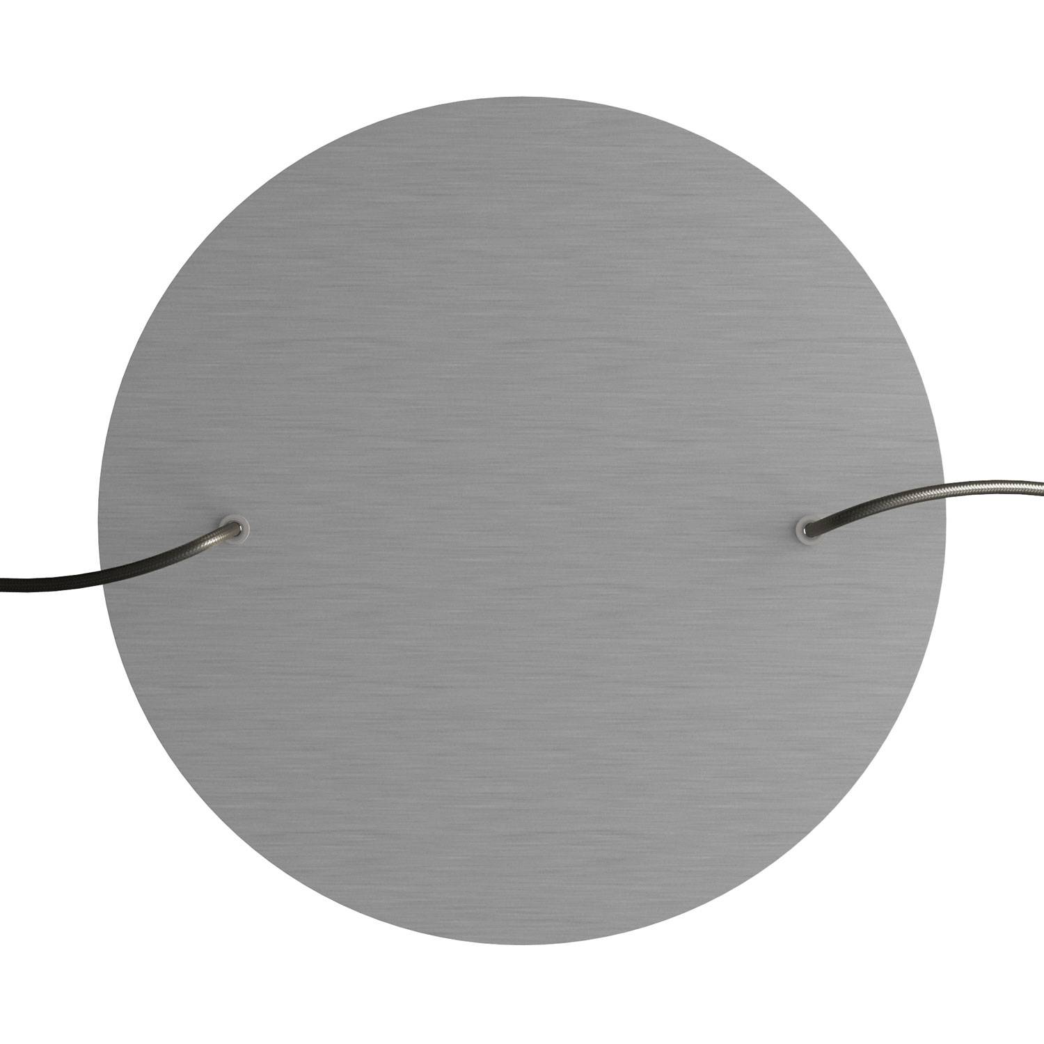 Rosone XXL Rose-One rotondo, diametro 400 mm con 2 fori e 4 fori laterali - Dibond Acciaio satinato Bianco