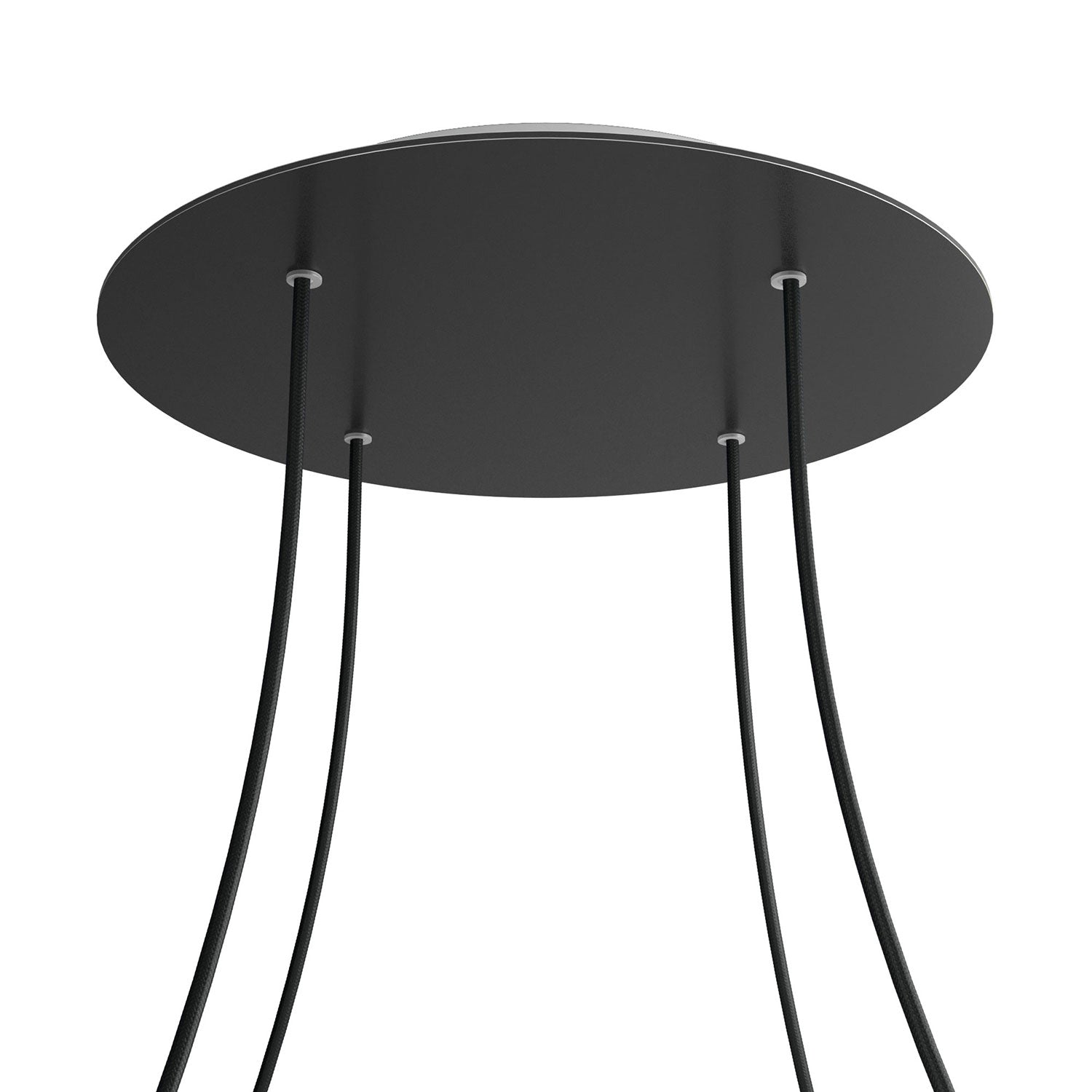 Rosone XXL Rose-One rotondo, diametro 400 mm con 4 fori e 4 fori laterali - Nero opaco Bianco