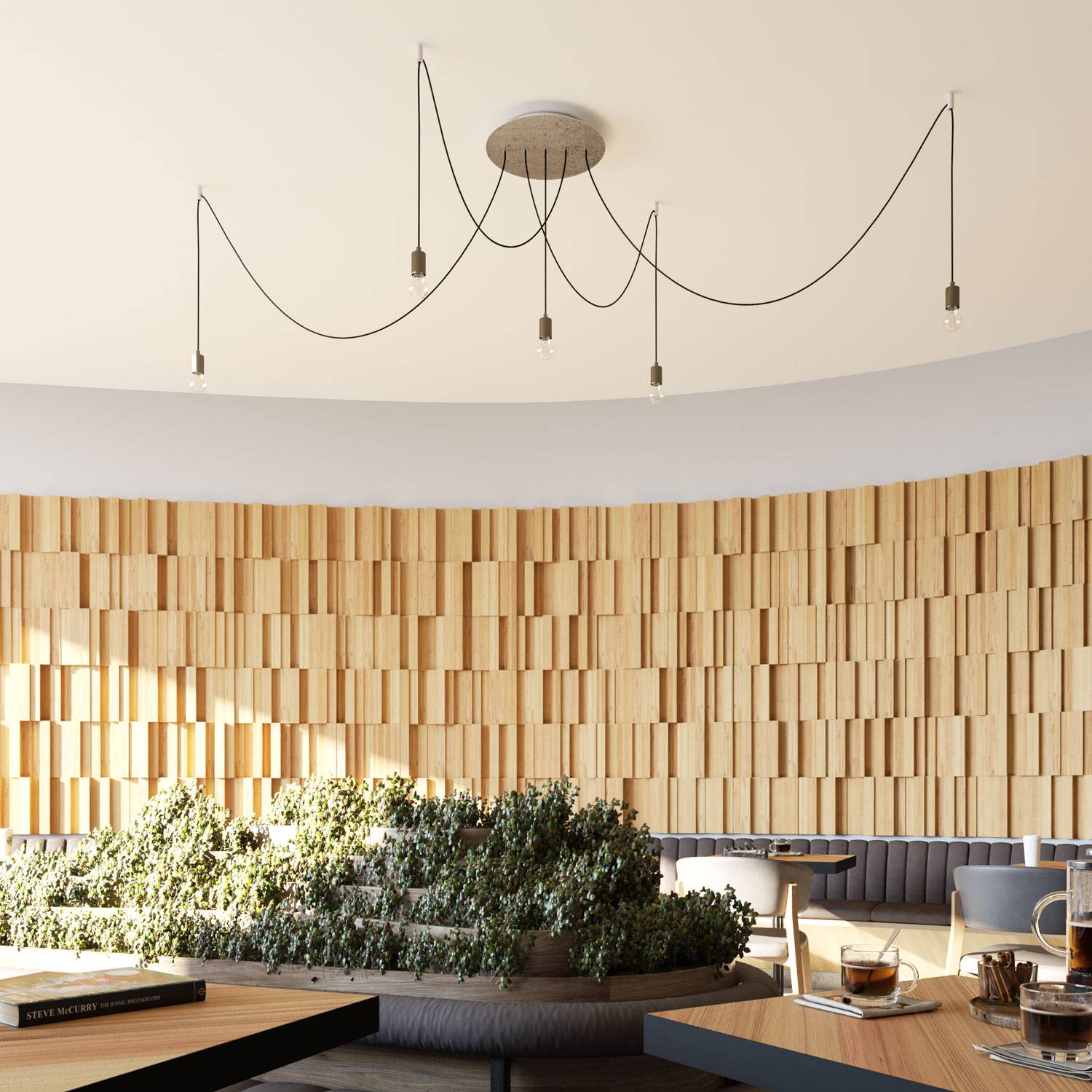 Rosone XXL Rose-One rotondo, diametro 400 mm con 5 fori in linea e 4 fori laterali - Mostarda Bianco