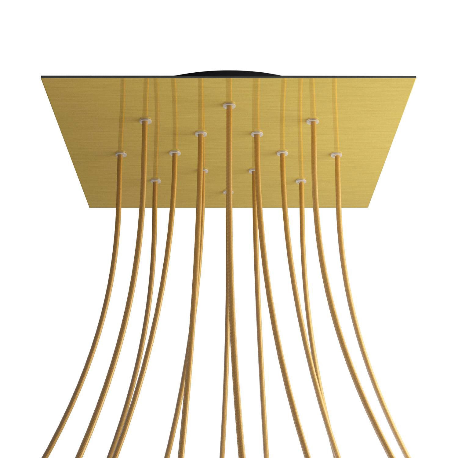 Rosone XXL Rose-One quadrato, 400 mm con 14 fori e 4 fori laterali - Dibond Ottone satinato Nero