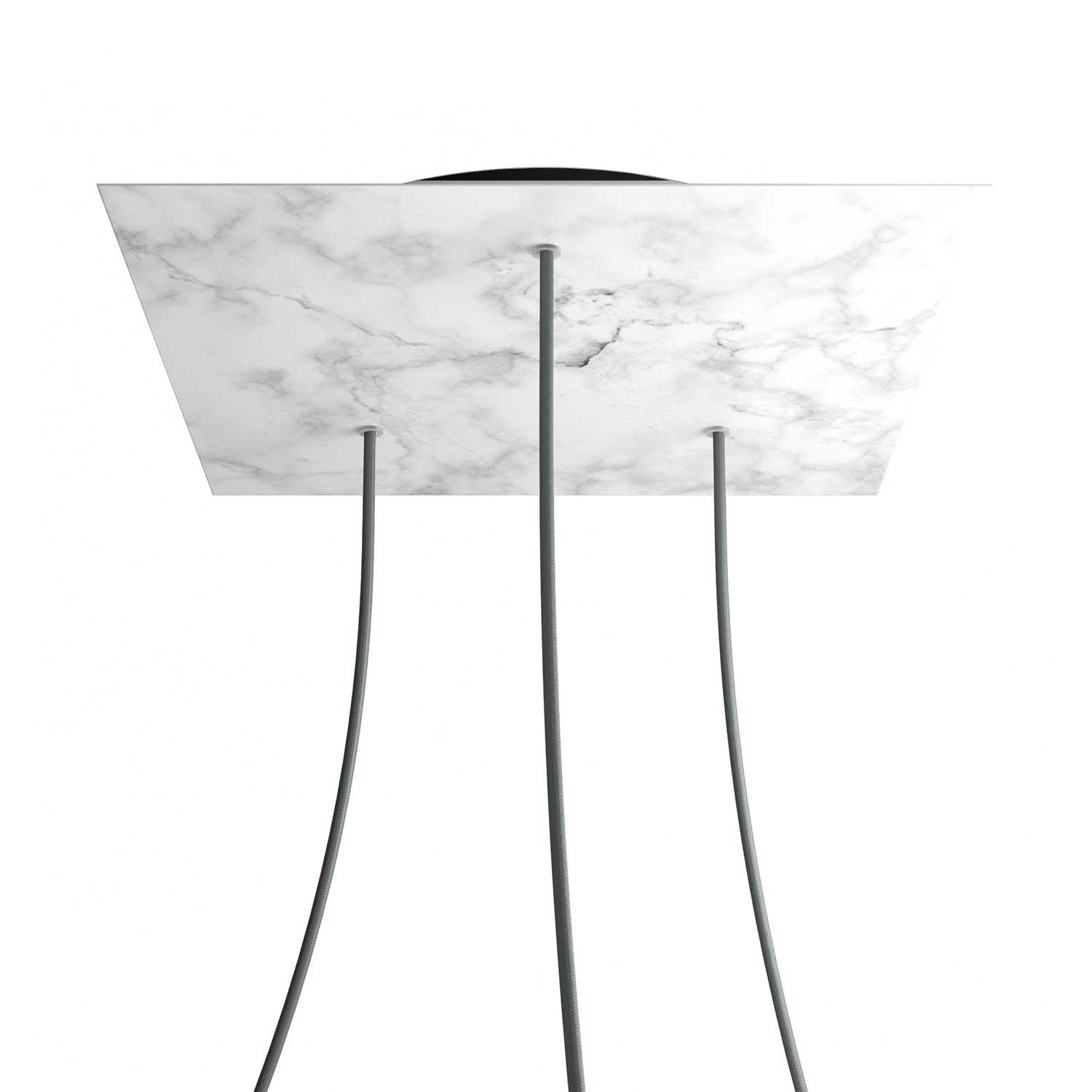 Rosone XXL Rose-One quadrato, 400 mm con 3 fori e 4 fori laterali - Marmo Carrara Nero