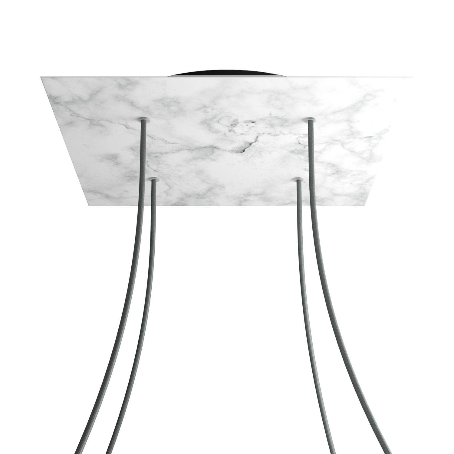 Rosone XXL Rose-One quadrato, 400 mm con 4 fori e 4 fori laterali - Marmo Carrara Nero