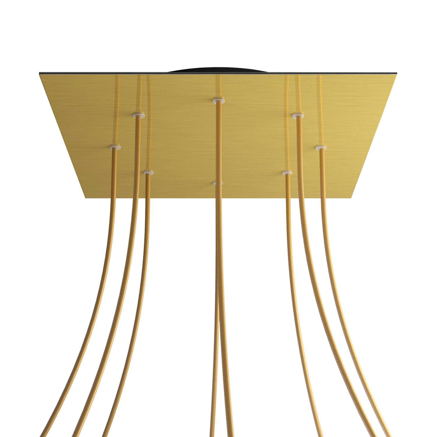 Rosone XXL Rose-One quadrato, 400 mm con 8 fori e 4 fori laterali - Dibond Ottone satinato Nero