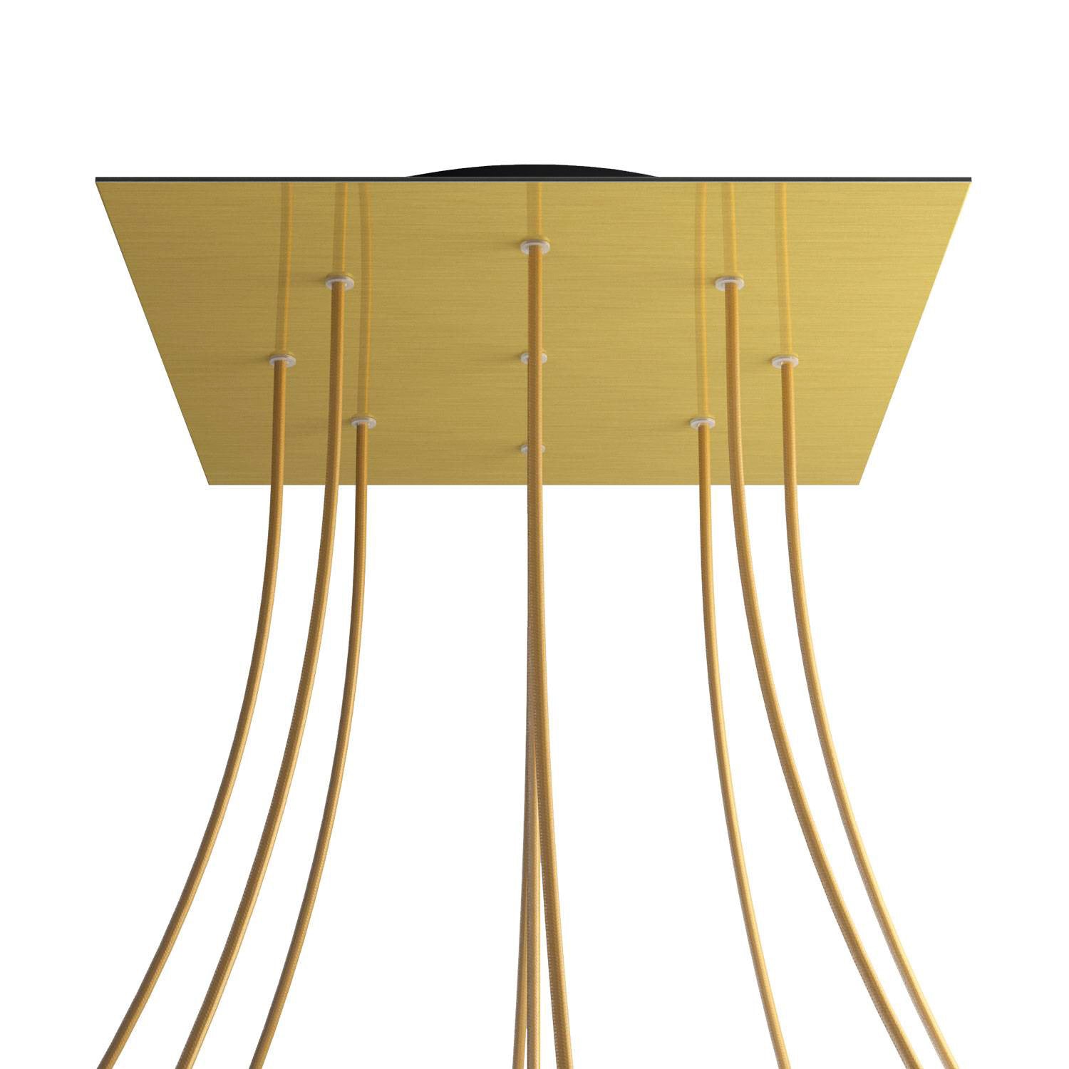 Rosone XXL Rose-One quadrato, 400 mm con 9 fori e 4 fori laterali - Dibond Ottone satinato Nero