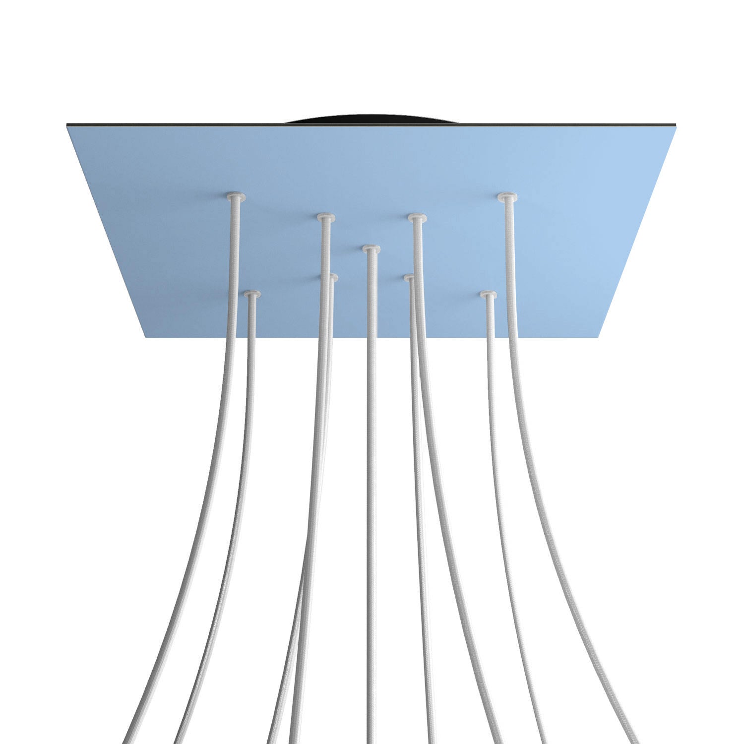 Rosone XXL Rose-One quadrato, 400 mm con 9 fori a X e 4 fori laterali - Blu carta da zucchero Nero