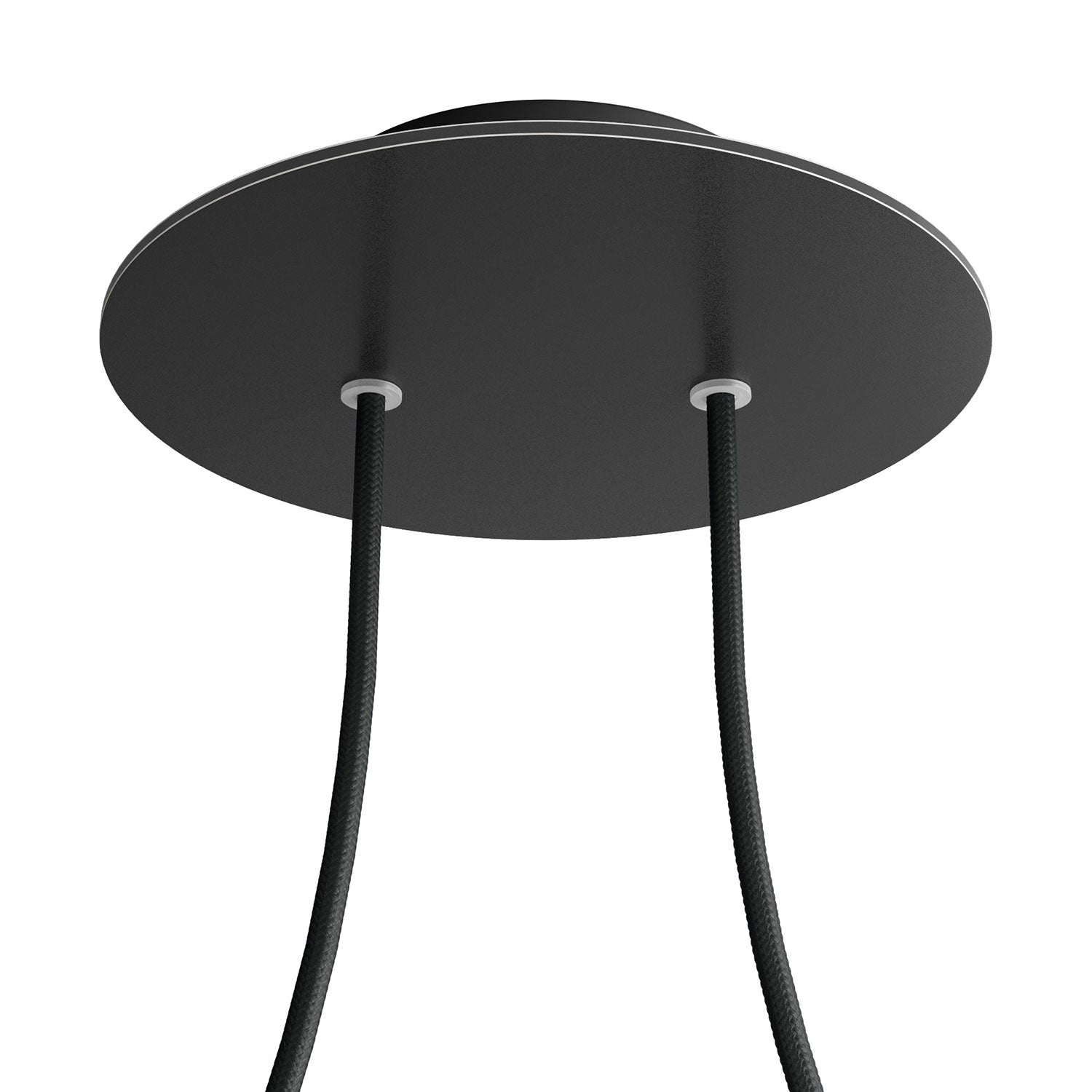 Rosone Rose-One rotondo, diametro 200 mm con 2 fori e 4 fori laterali - Nero opaco Nero