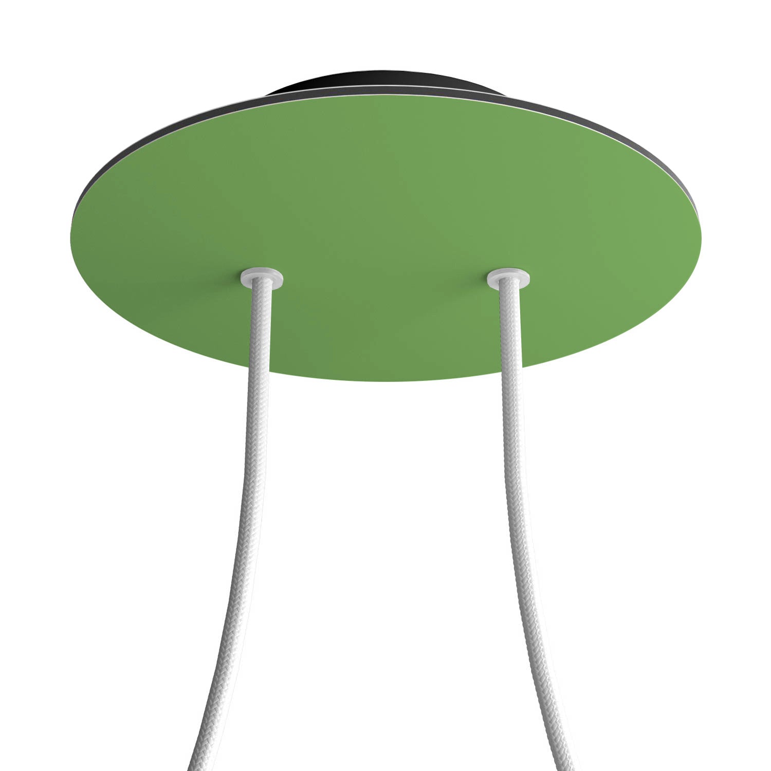 Rosone Rose-One rotondo, diametro 200 mm con 2 fori e 4 fori laterali - Verde prato Nero