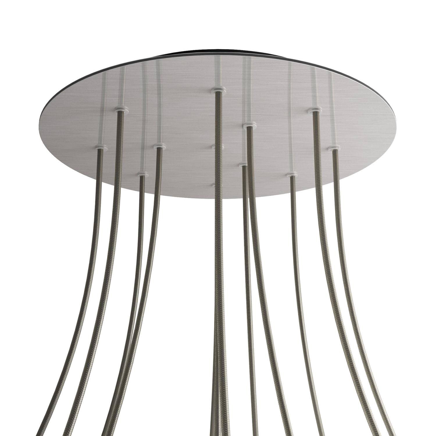 Rosone XXL Rose-One rotondo, diametro 400 mm con 12 fori e 4 fori laterali - Dibond Acciaio satinato Nero