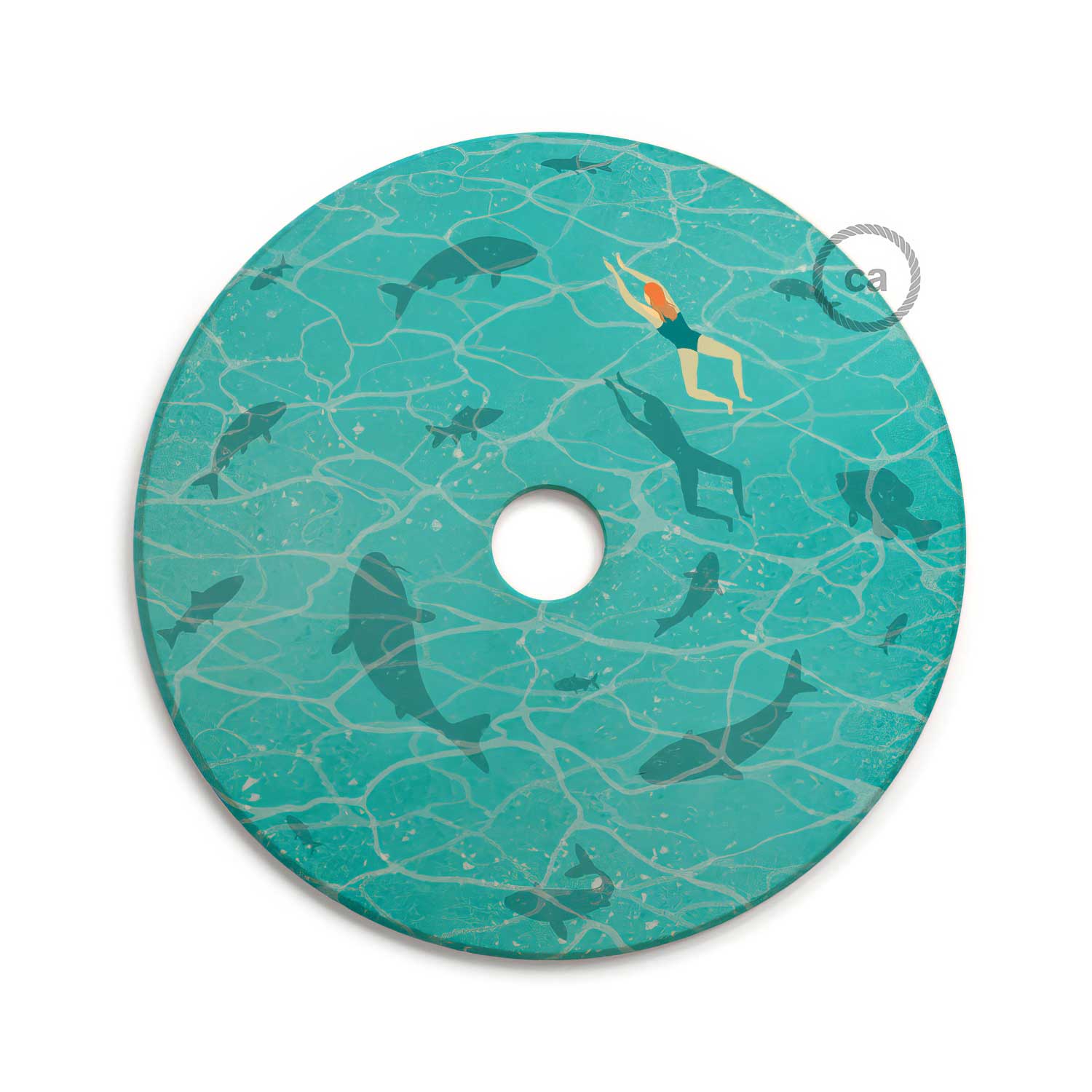 UFO Paralume in legno Special Edition Illustratori Italiani, double face, diametro 33 cm - Davide Bonazzi