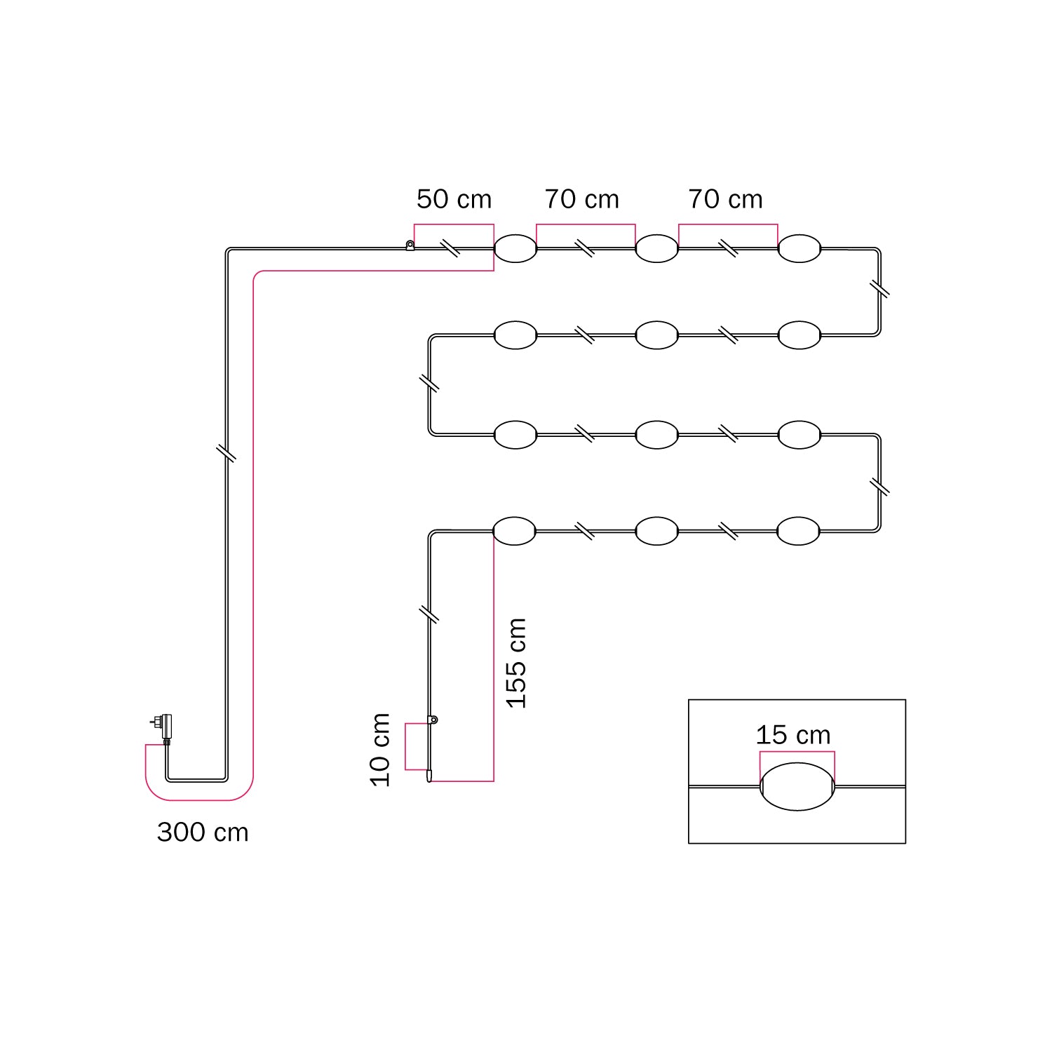 Catena luminosa 12 punti luce da esterno IP67 Verde oliva - Marina12