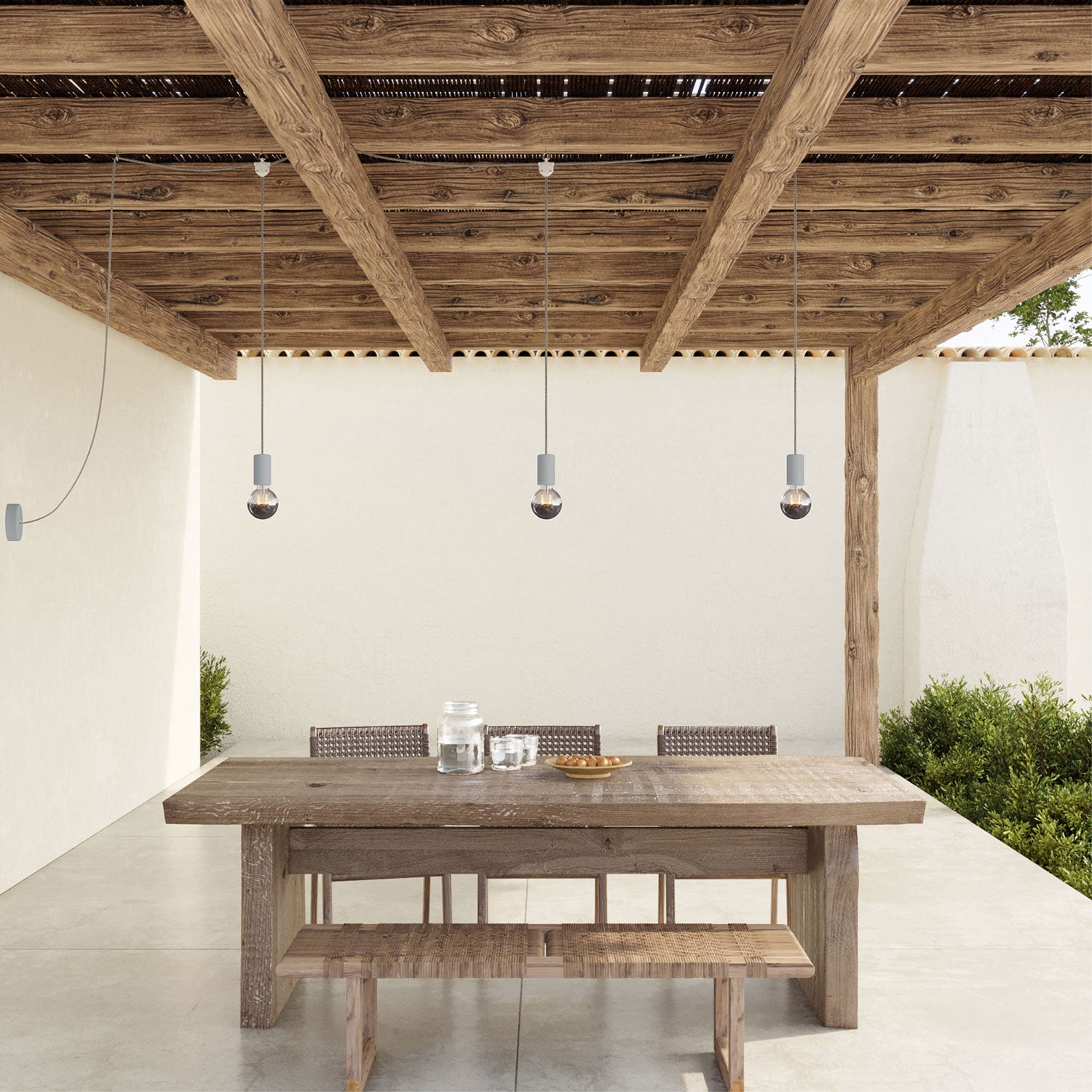 E-Snake Modulair Lampada da esterno IP65 a 3 luci con rosone - Grigio ghiaccio