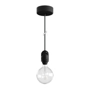 Modulair Lampada per paralume da esterni con 1,5 m cavo tessile, rosone e portalampada IP65 waterproof - Nero