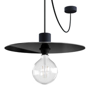 Modulair ELEGANT Lampada con 5 m cavo tessile, paralume Ellepì, rosone e portalampada in silicone IP65 waterproof - Nero