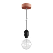 Modulair Lampada per paralume da esterni con 1,5 m cavo tessile, rosone e portalampada IP65 waterproof - Salmone