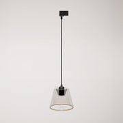 Sospensione per binari con lampadina Ghost a cono smoky - Nero