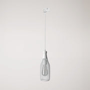 Lampada a sospensione con paralume bottiglia Magnum per binari - Bianco