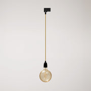 Lampada a sospensione vintage per binari con finiture in porcellana - Nero