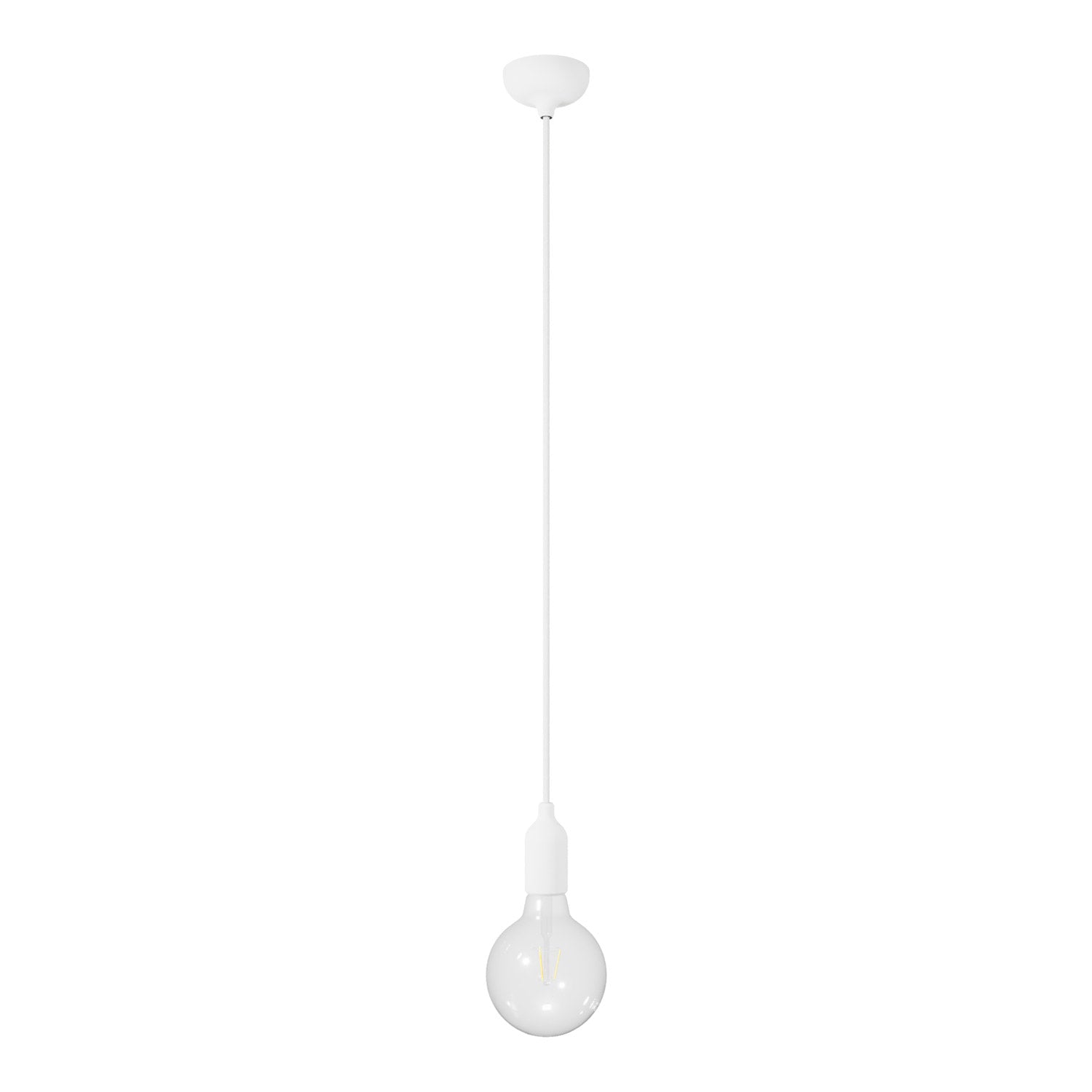Lampada a sospensione colorata in silicone con cavo tessile - Bianco