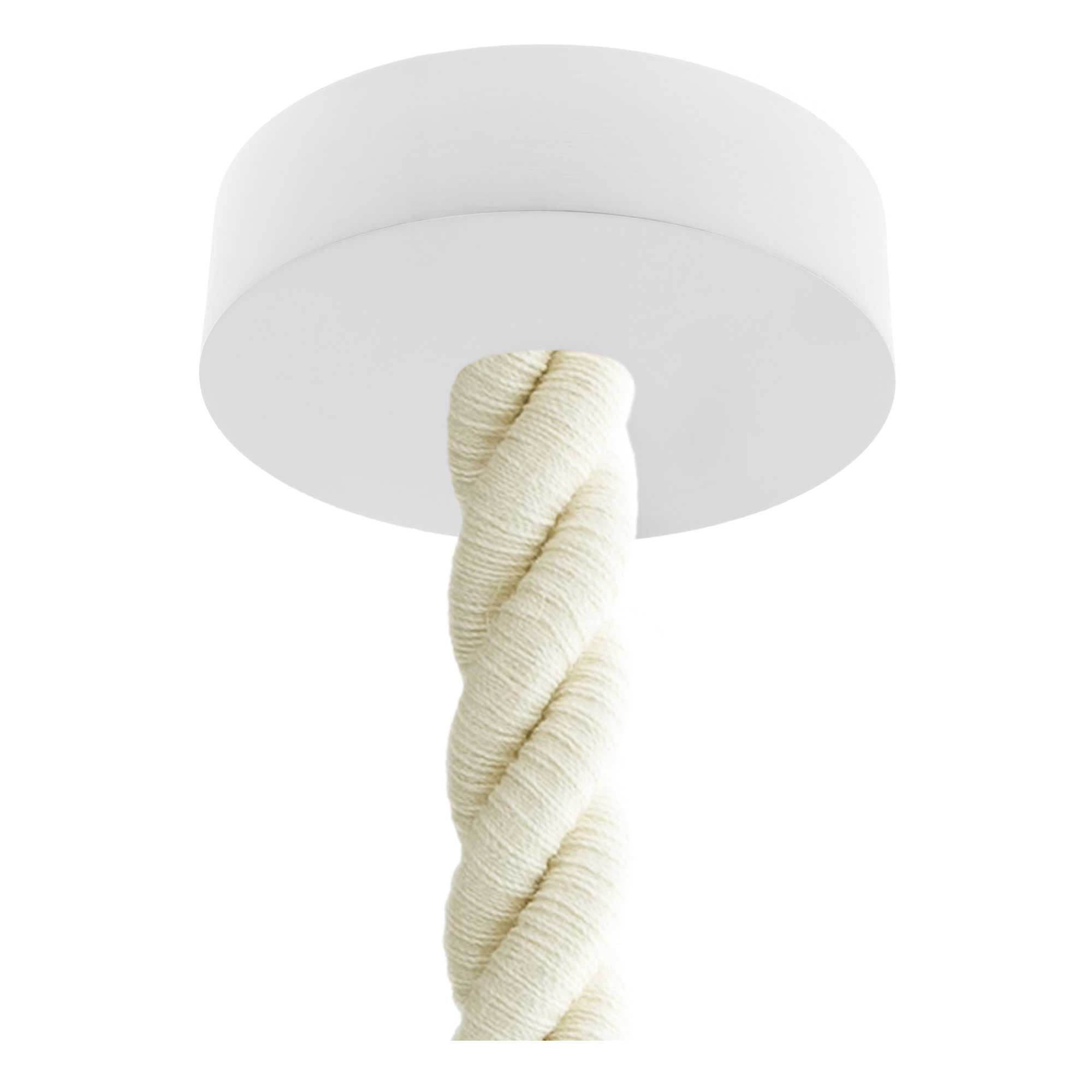 Lampada a sospensione completa di cordone nautico 3XL 30 mm con finiture in legno verniciato - Bianco