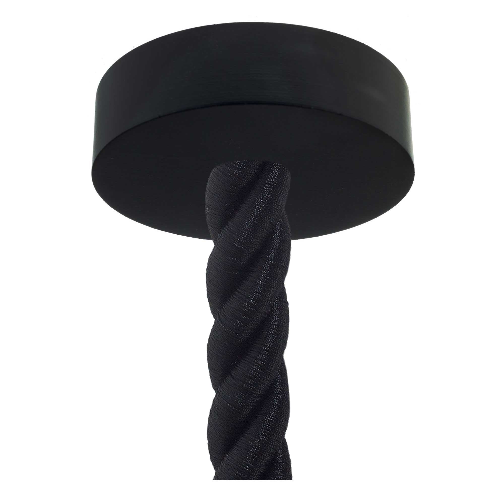 Lampada a sospensione completa di cordone nautico 3XL 30 mm con finiture in legno verniciato - Nero