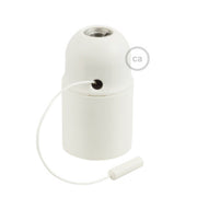 Kit portalampada E27 in termoplastica con interruttore a tirante - Bianco