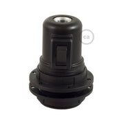 Kit portalampada E27 in termoplastica con doppia ghiera per paralume e interruttore - Nero