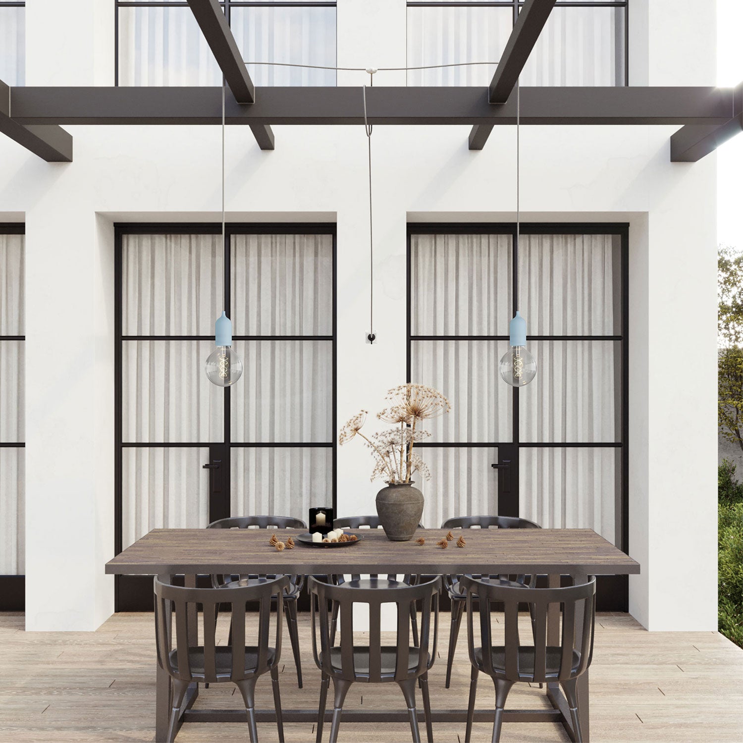 T-Snake Modulair Lampada da esterno IP65 portatile a 2 luci con spina UK - Blu carta da zucchero