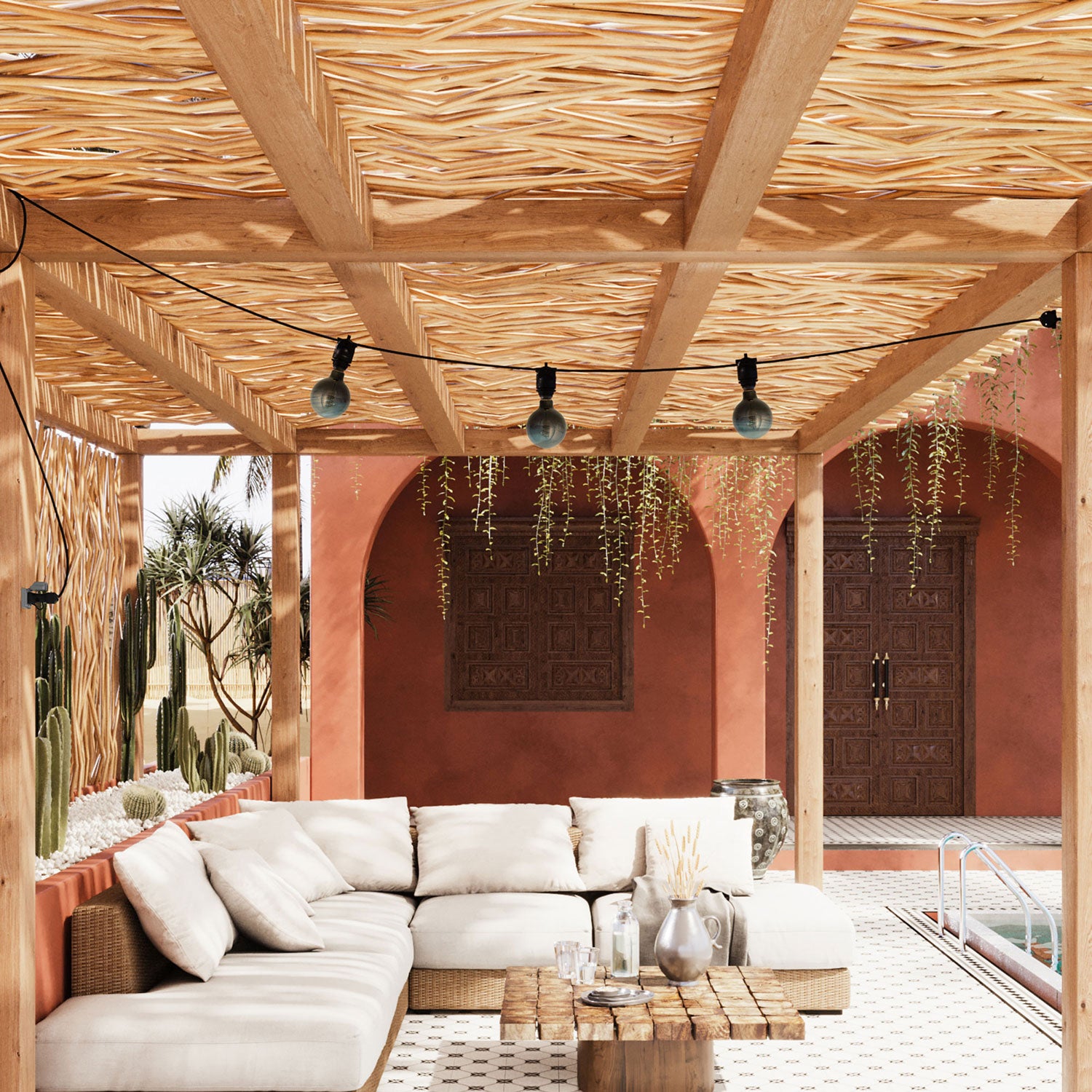 Catenaria Modulair da esterno IP65 portatile con 3 luci - Nero