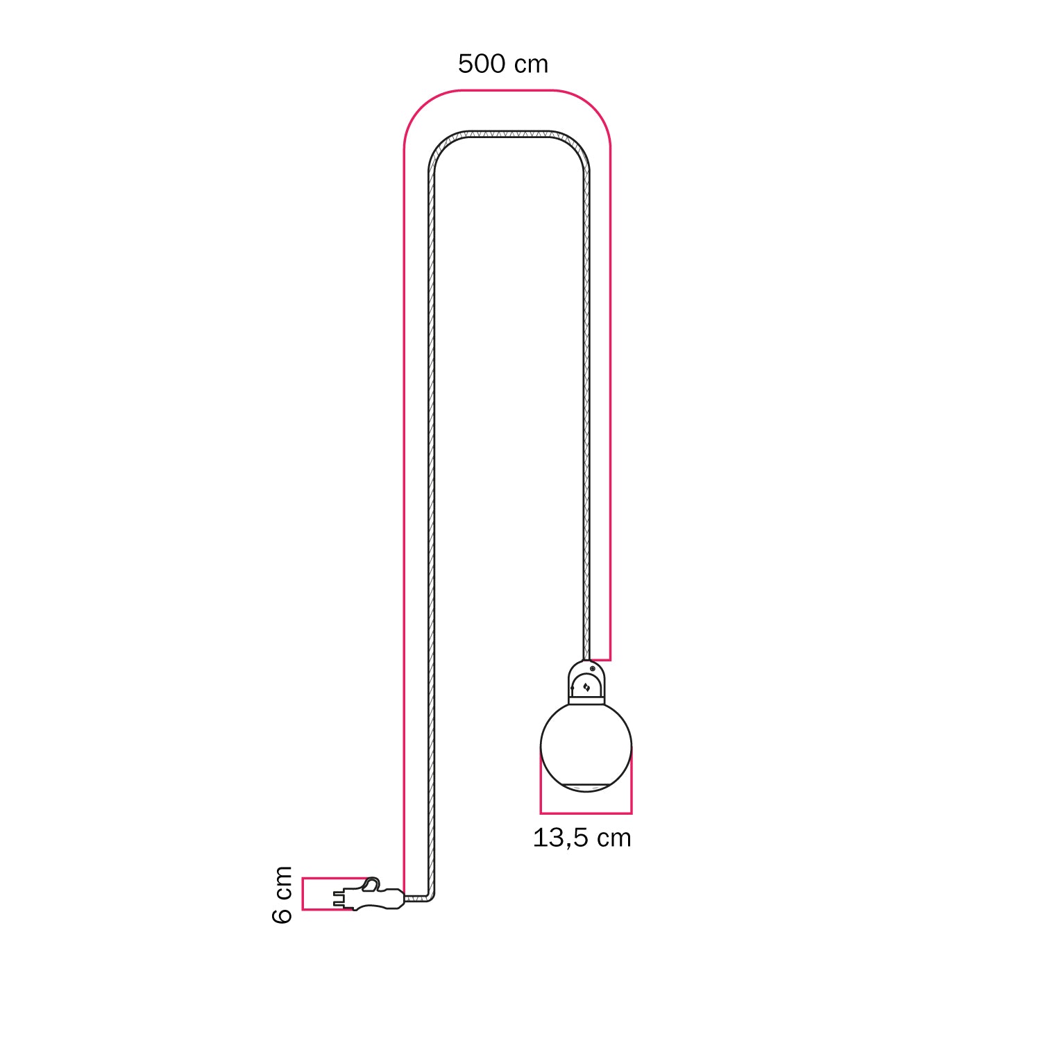 Lampada plug-in da esterno Modulair IP65 con paralume infrangibile Unbreak-a-Ball e cavo SM09