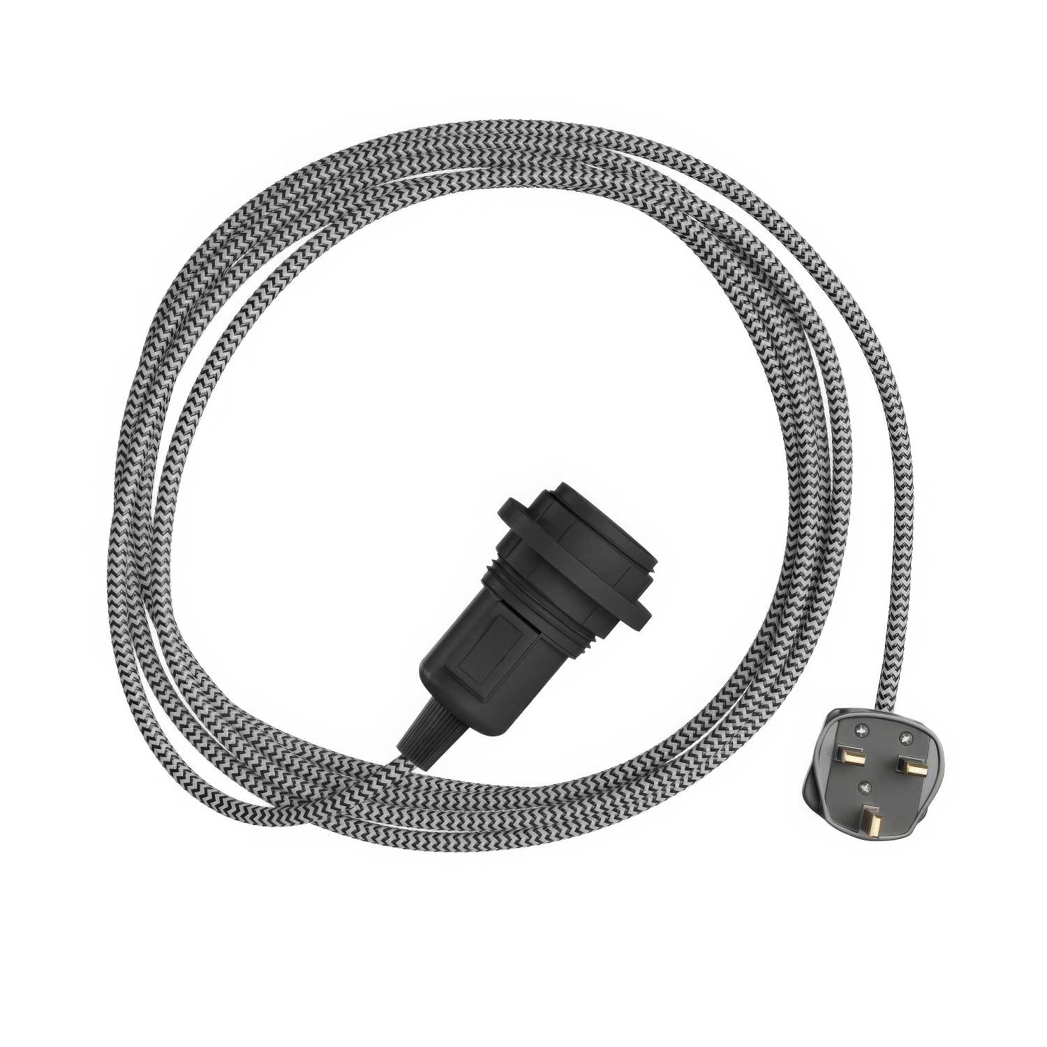 Snake Zig-Zag per paralume - Lampada plug-in con cavo in tessuto effetto Zig-Zag RZ04 e spina UK