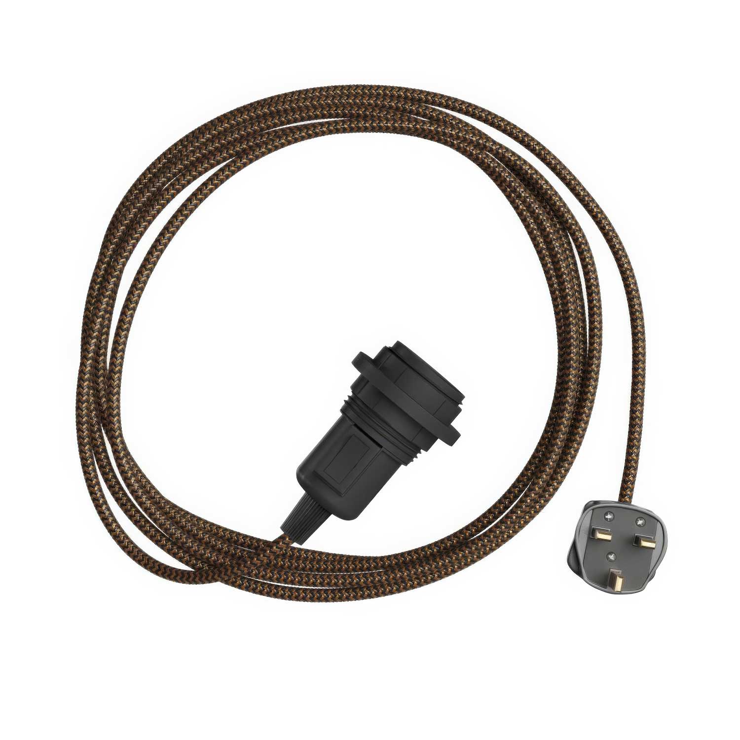 Snake Zig-Zag per paralume - Lampada plug-in con cavo in tessuto effetto Zig-Zag RZ24 e spina UK