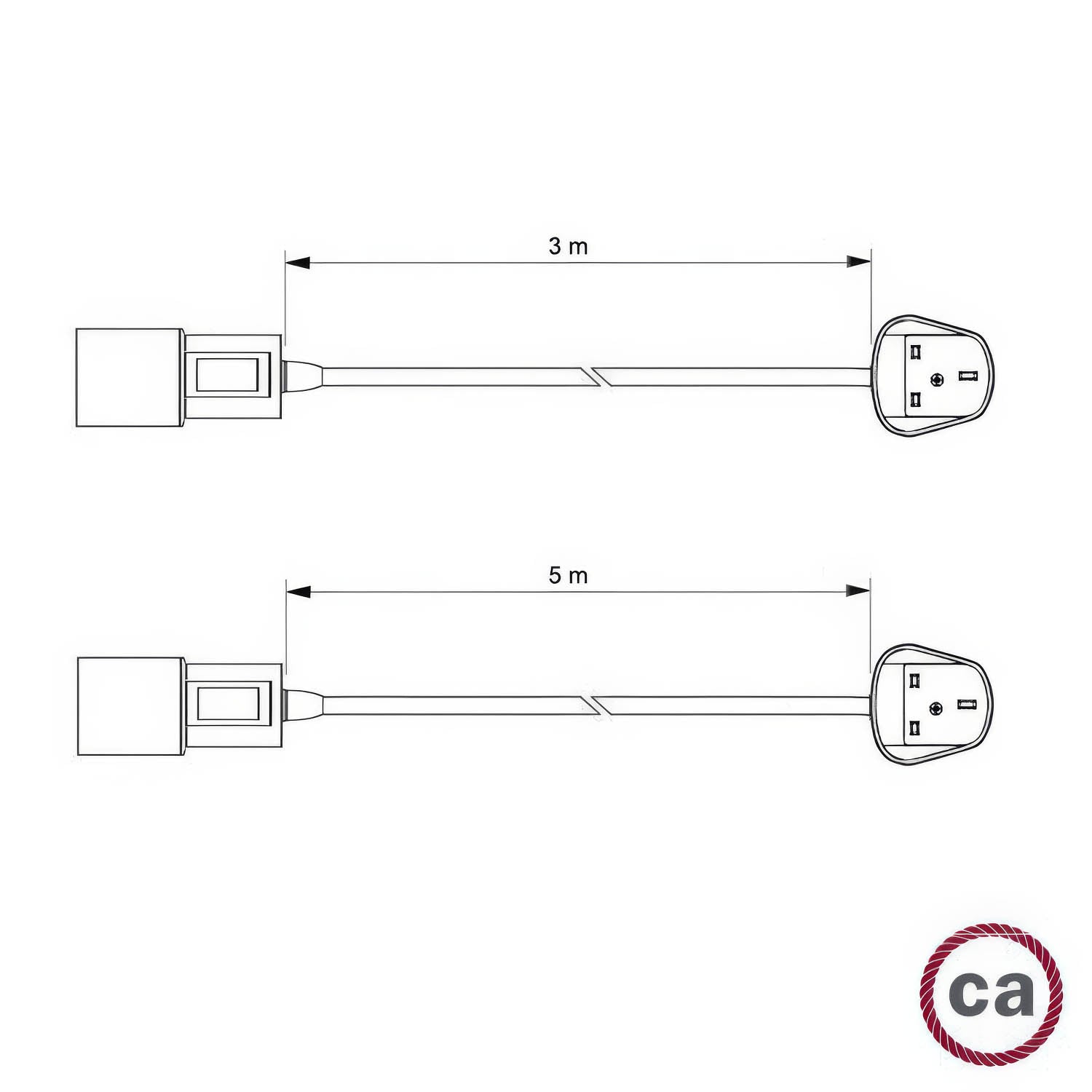 Snake per paralume - Lampada plug-in con cavo in tessuto colorato RM16 e spina UK