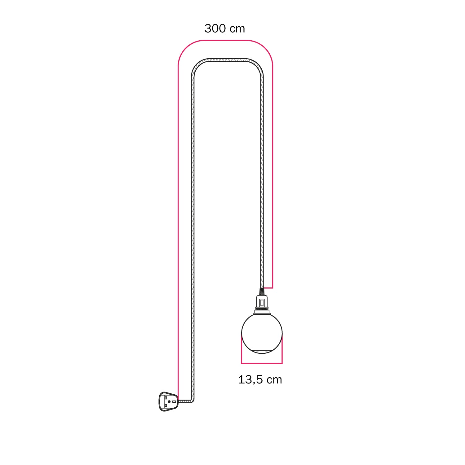 Lampada portatile Snake con interruttore sul portalampada, spina UK, paralume infrangibile Unbreak-a-Ball e cavo RZ11