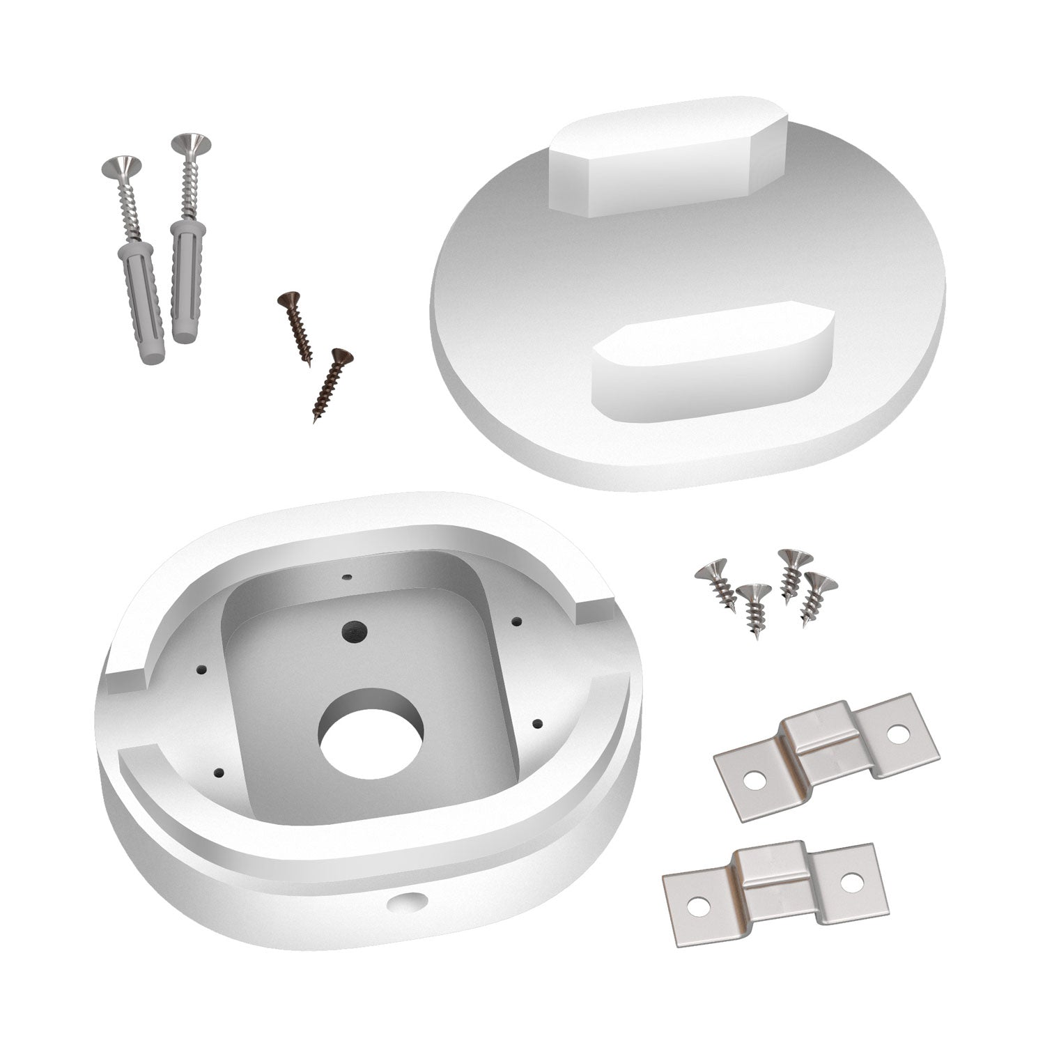 Rosone ovale in legno con 2 fori laterali per cavo per catenaria e sistema Filé. Made in Italy - Bianco