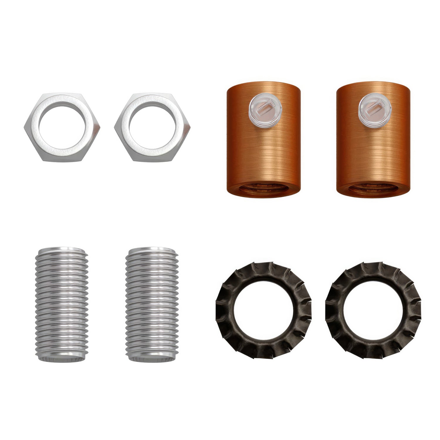 Serracavo cilindrico in metallo completo di tige, dado e rondella - Rame satinato