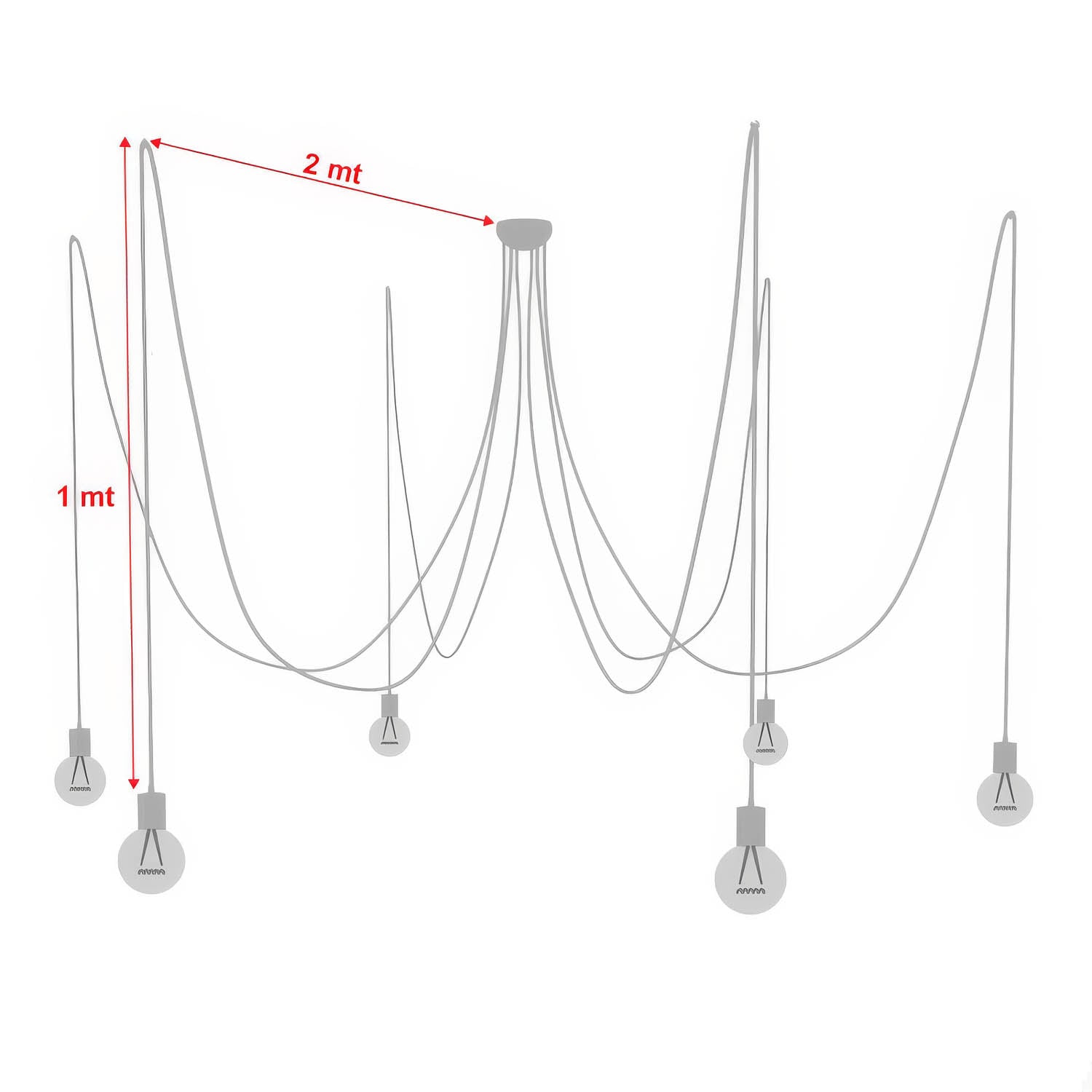 Lampada a sospensione multipla a 6 cadute con finiture in ceramica colorata - Nero
